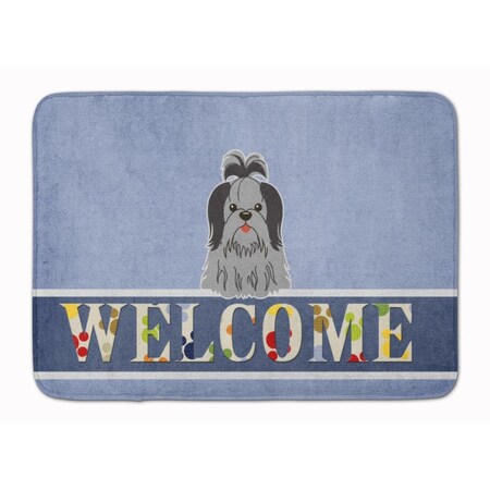 Carolines Treasures Shih Tzu Black Silver Welcome Machine Washable Memory Foam Mat BB5670RUG